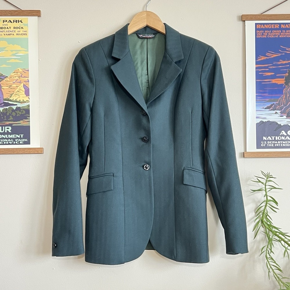 Vintage On Course‎ Green 100% Wool Riding Blazer EUC Size 12 Made In USA Classic